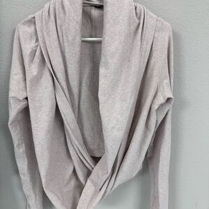 Draped Open-Front Women's Sweater Cardigan - Light Tan